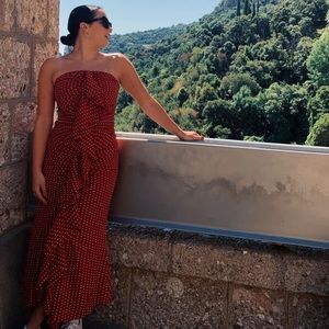 C/Meo Collective Strapless Polka Dot Dress